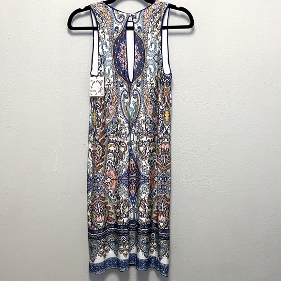 Analili NWT Size Medium Muted Blue Paisley Sleeveless Dress: 3186 - Picture 5 of 11